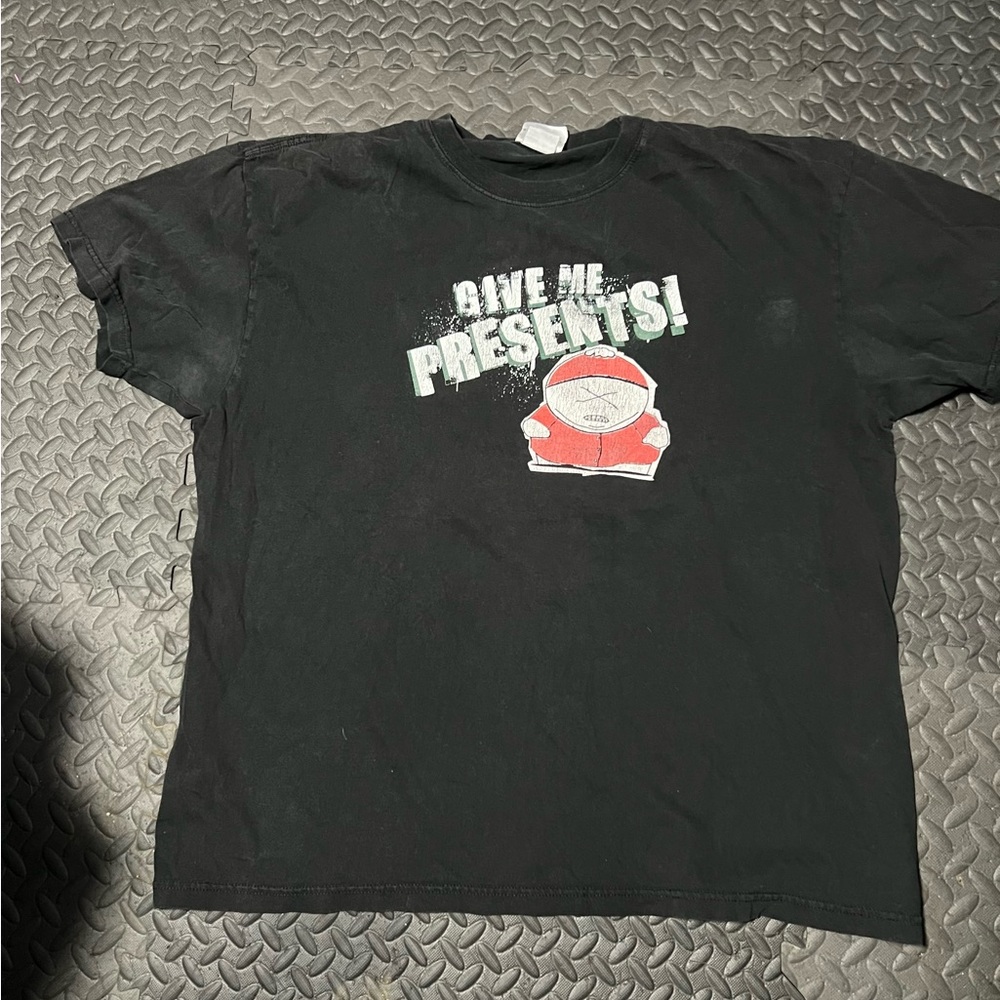 Black Graphic Tee with Festive Print